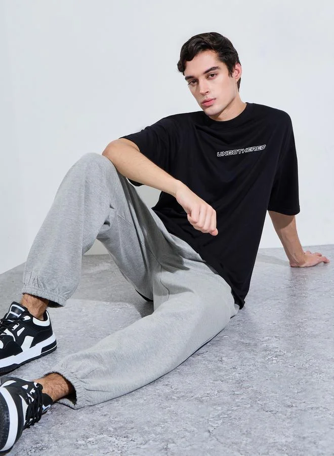 ستايلي Grey Solid Elasticated Hem Relaxed Fit Joggers