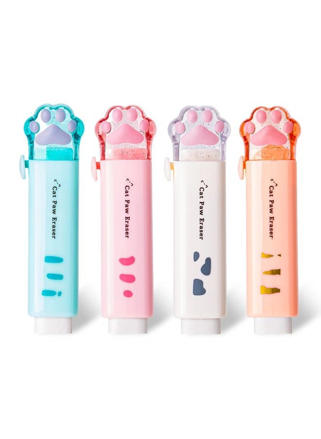 PANDENNER Retractable Pencil Eraser, Cute Erasers,Gradient Jelly Eraser,Suitable for School Home Office Supplies, 4Pcs (Eraser-BLFC) - Image 1