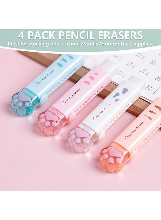 PANDENNER Retractable Pencil Eraser, Cute Erasers,Gradient Jelly Eraser,Suitable for School Home Office Supplies, 4Pcs (Eraser-BLFC) - Image 2
