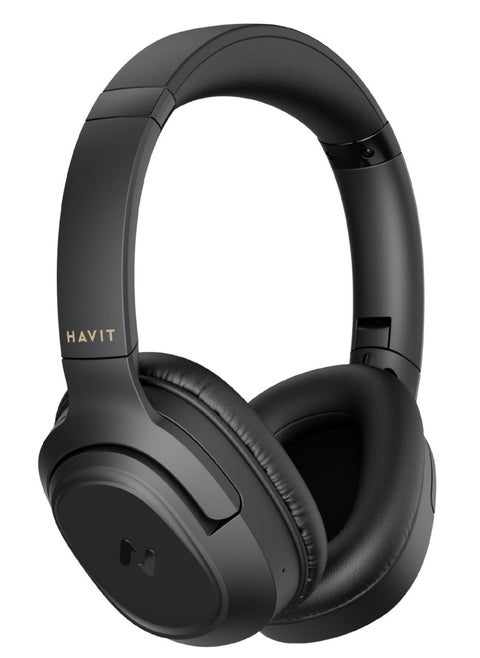 Wireless Bluetooth Headphones with 50H Playtime, Stereo Sound, Foldable Over-Ear Design, USB-C Fast Charging, 40mm Drivers, Game Mode, Noise-Isolating Cushions, Built-in Mic, AUX Mode, Ergonomic Comfort Fit, for Music, Work, Calls, Travel, Study & Gaming (Black)
