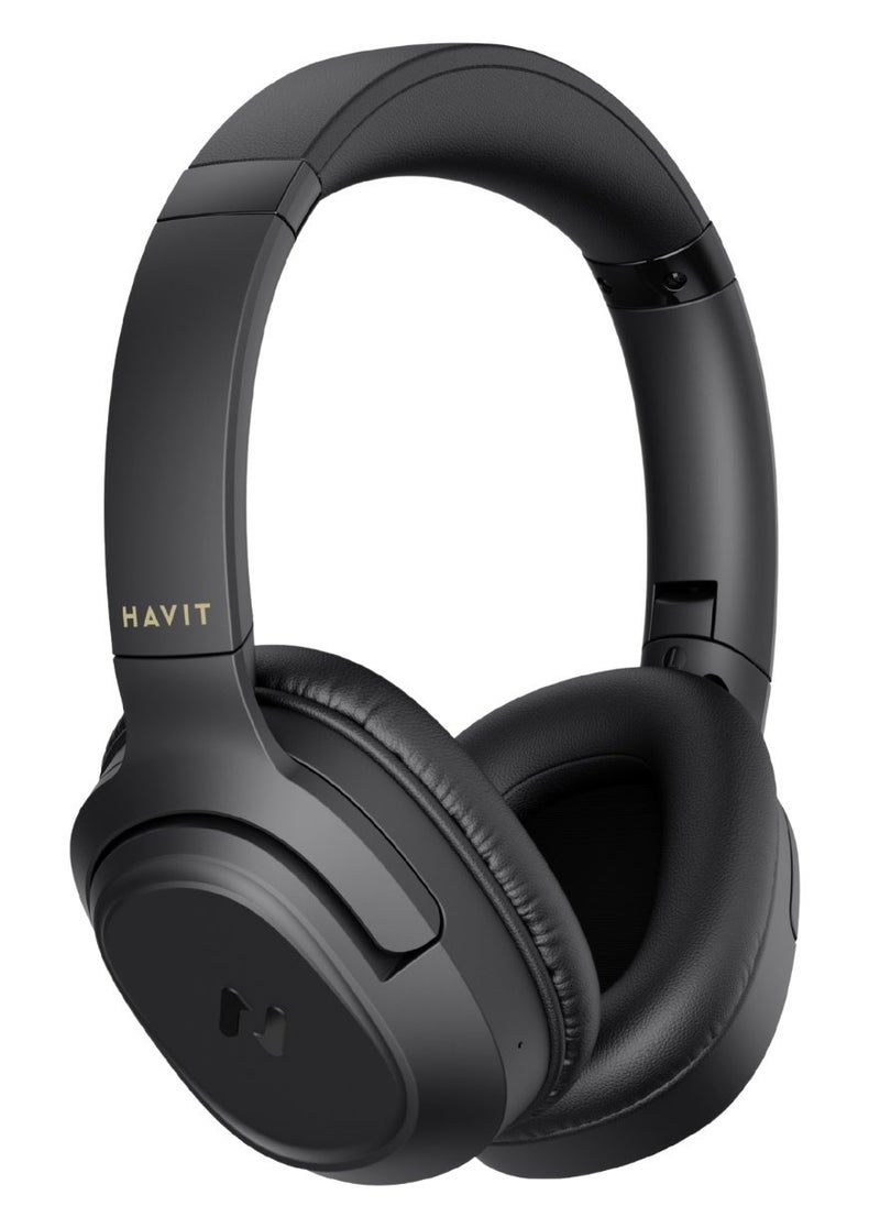 Wireless Bluetooth Headphones with 50H Playtime, Stereo Sound, Foldable Over-Ear Design, USB-C Fast Charging, 40mm Drivers, Game Mode, Noise-Isolating Cushions, Built-in Mic, AUX Mode, Ergonomic Comfort Fit, for Music, Work, Calls, Travel, Study & Gaming (Black)