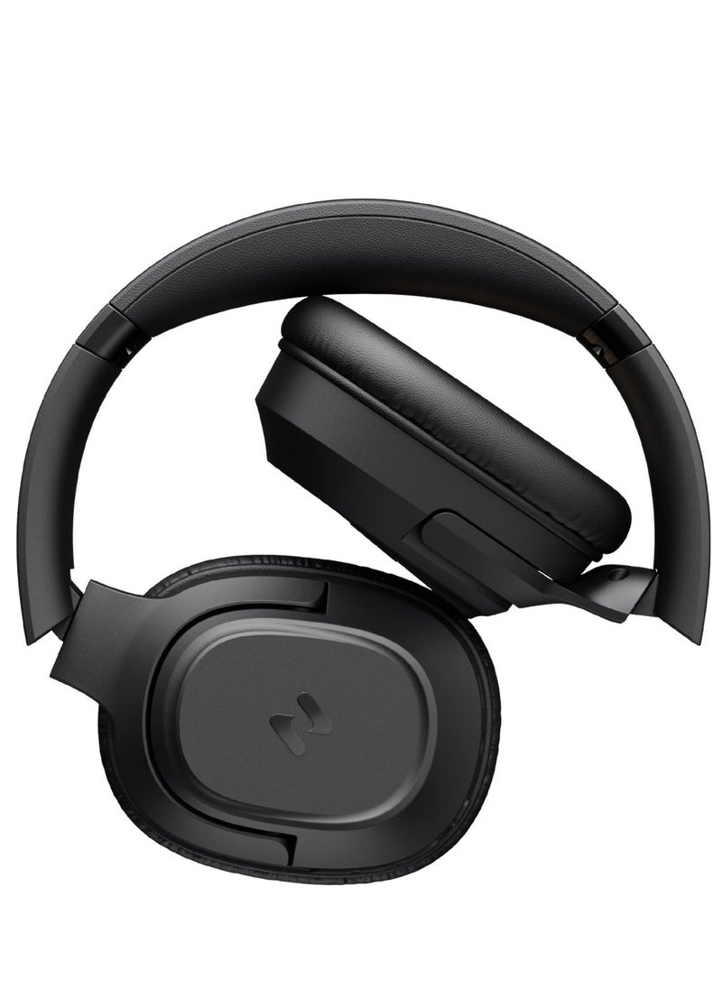 Wireless Bluetooth Headphones with 50H Playtime, Stereo Sound, Foldable Over-Ear Design, USB-C Fast Charging, 40mm Drivers, Game Mode, Noise-Isolating Cushions, Built-in Mic, AUX Mode, Ergonomic Comfort Fit, for Music, Work, Calls, Travel, Study & Gaming (Black)