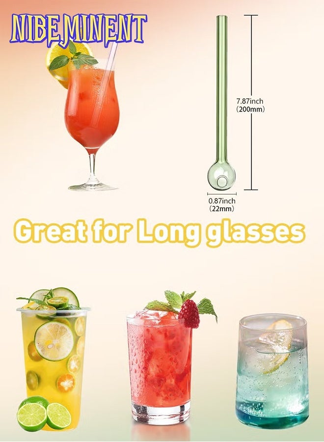 NIBEMINENT مصاصات زجاجية غير قابلة للكسر - مصاصات زجاجية متينة قابلة لإعادة الاستخدام 8 قطع مع فرشاة تنظيف واحدة للمشروبات والأعشاب والعصائر والعلاج بالروائح (متعددة الألوان) - Image 5