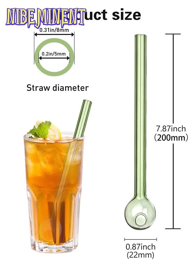 NIBEMINENT مصاصات زجاجية غير قابلة للكسر - مصاصات زجاجية متينة قابلة لإعادة الاستخدام 8 قطع مع فرشاة تنظيف واحدة للمشروبات والأعشاب والعصائر والعلاج بالروائح (متعددة الألوان) - Image 2