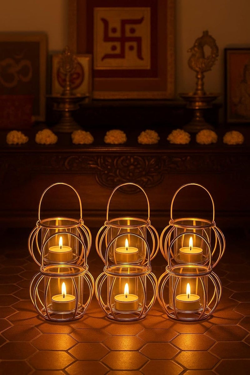 CentraLit فوانيس معلقة لتزيين ديوالي | حامل شمعة شاي زجاجي | لمسة ديكور منزلي للمهرجانات | هدية عودة لمناسبة تدشين المنزل | قطعة زخرفية صغيرة لديوالي والهدايا - Image 4