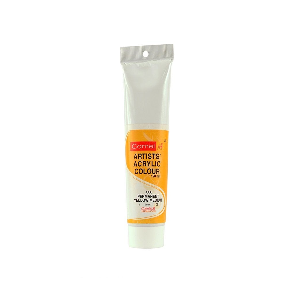 camel Camlin Kokuyo Artist Acrylic Colour Tubes 120ml Permanent Yellow Medium 338