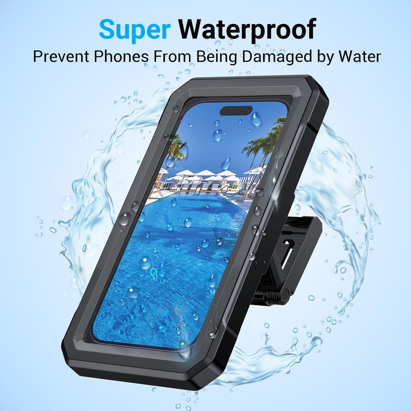 Coolpow Shower Phone Holder Waterproofã€480Â°Rotatableã€‘Retractable Adjustable Shower Phone Case Shower Stall Accessories for Bathroom Wall Phone Mount Stand Water Proof Anti Fog Case for 4-7"Cellphones - Image 2