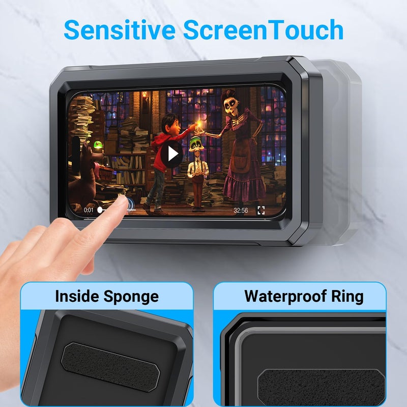 Coolpow Shower Phone Holder Waterproofã€480Â°Rotatableã€‘Retractable Adjustable Shower Phone Case Shower Stall Accessories for Bathroom Wall Phone Mount Stand Water Proof Anti Fog Case for 4-7"Cellphones - Image 4