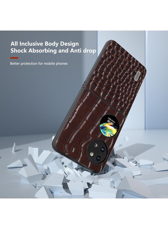 S-TOP Case For Huawei Pocket 2 ABEEL Genuine Leather Crocodile Pattern Black Edge Phone Case - Image 4