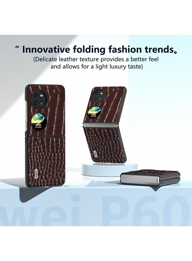 S-TOP Case For Huawei Pocket 2 ABEEL Genuine Leather Crocodile Pattern Black Edge Phone Case - Image 2