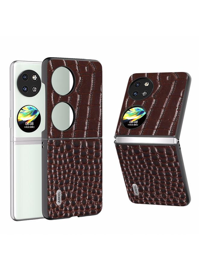 S-TOP Case For Huawei Pocket 2 ABEEL Genuine Leather Crocodile Pattern Black Edge Phone Case - Image 1