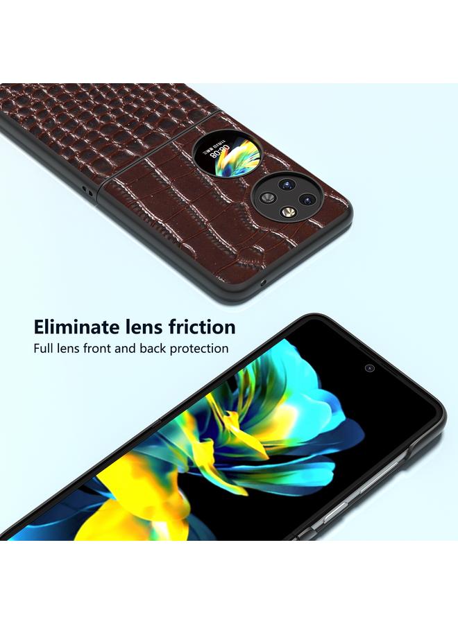 S-TOP Case For Huawei Pocket 2 ABEEL Genuine Leather Crocodile Pattern Black Edge Phone Case - Image 3