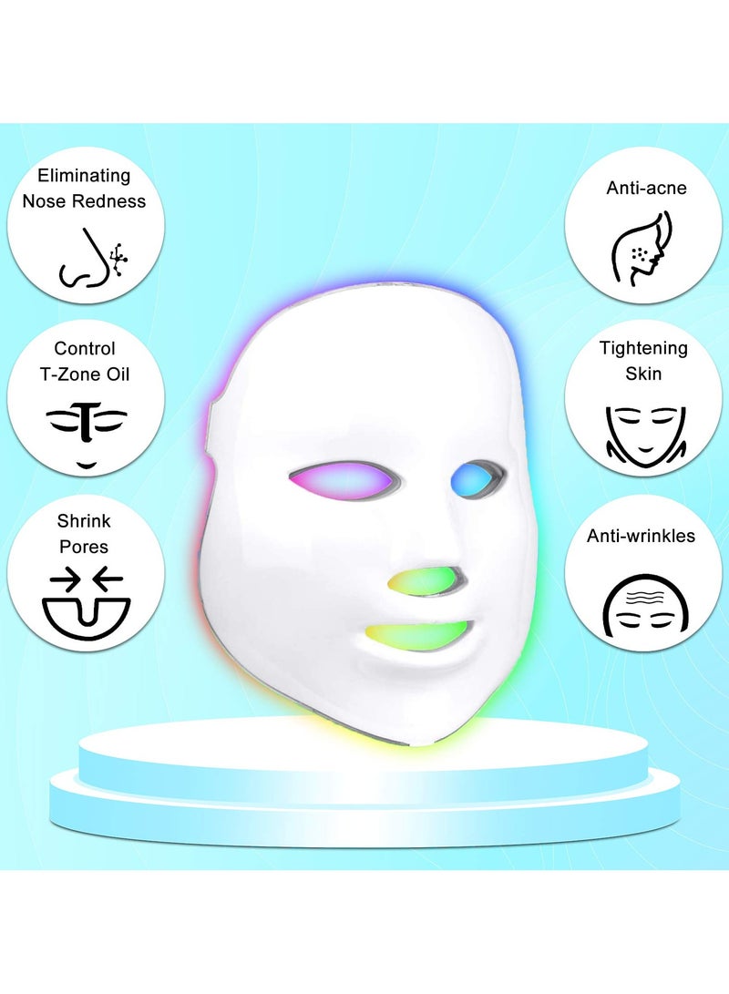 Face Beauty Light Therapy Mask, 7 Color 149 Leds Photon Face Mask Phototherapy with Remote control, Facial Skin Care Anti Aging Skin Tightening Wrinkles Toning Mask Home Light Therapy - Image 5