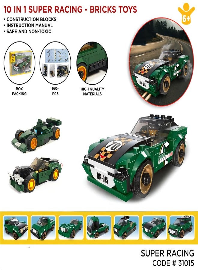 Elecart Racing Car Building Blocks Set | 195+ PCS STEM Construction Kit | 10 in 1 DIY Models | Educational Engineering Toy for Kids 6+ - Image 3