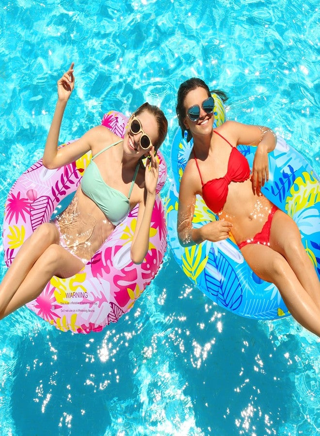 Wovnet 2 Pcs Large Inflatable Pool Float Tube Chair 37 Inch Hawaiian Swimming Tube Tropical Swimming Ring Cool Water Hammock Chair for Summer Pool Party(Floral) - Image 4
