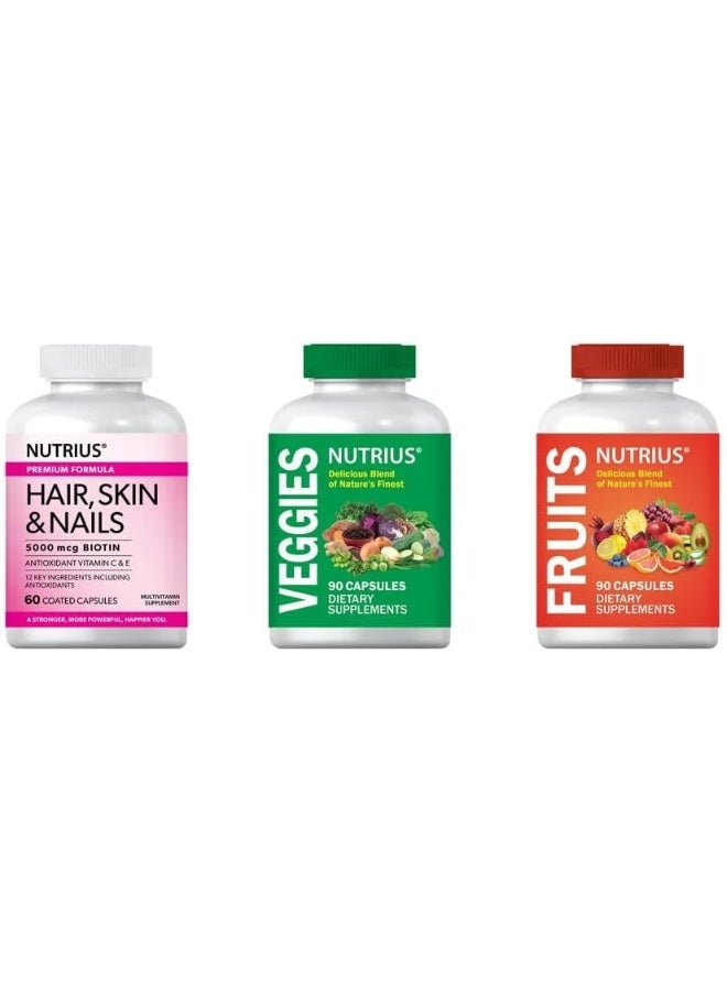 nutrius Hair, Skin & Nails Biotin Capsules for Women - Image 2