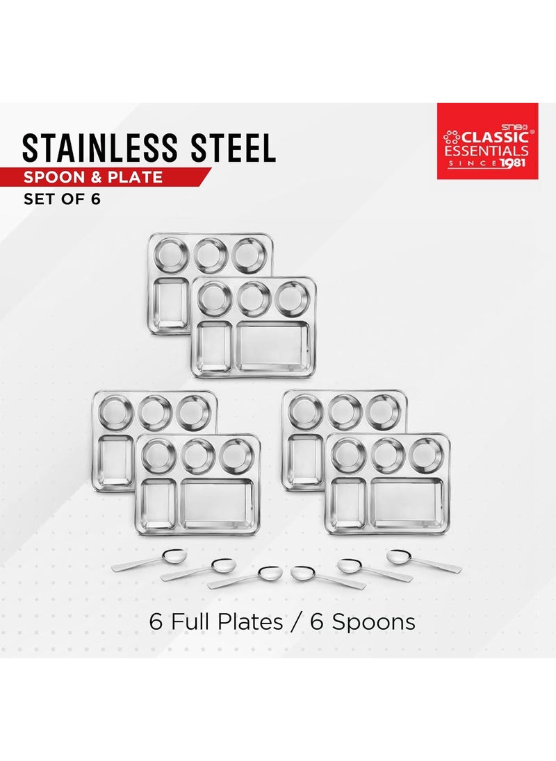 Classic Essentials CLASSIC ESSENTIALS Stainless Steel Compartment Plate Bhojan Thali, Lunch/Dinner Plate  - Image 4