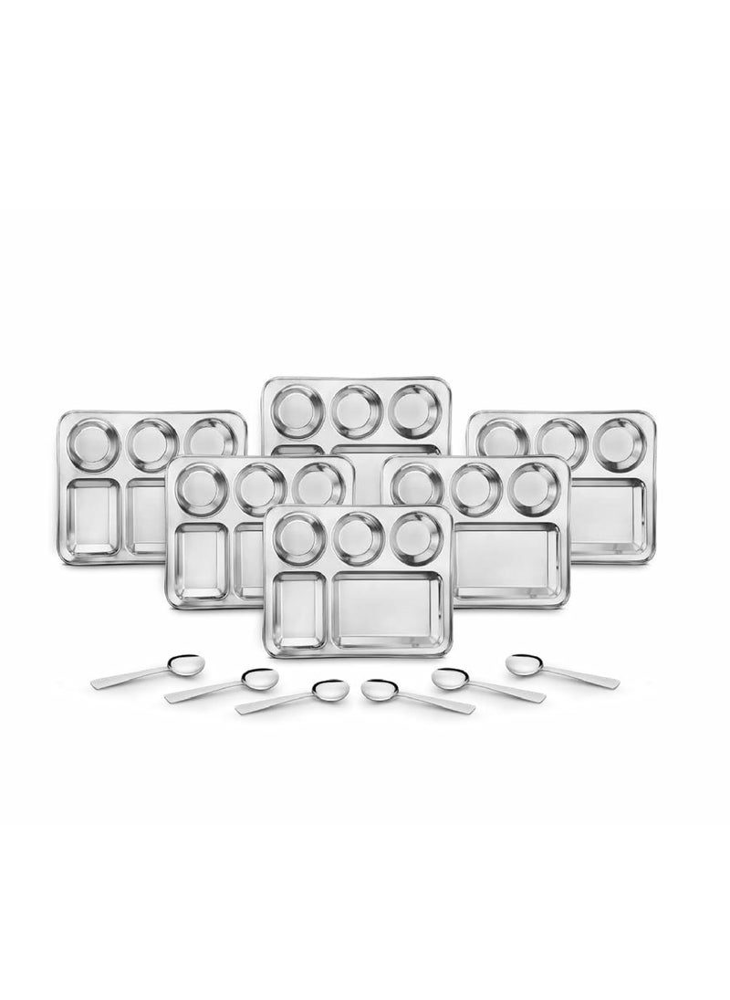 Classic Essentials CLASSIC ESSENTIALS Stainless Steel Compartment Plate Bhojan Thali, Lunch/Dinner Plate  - Image 1