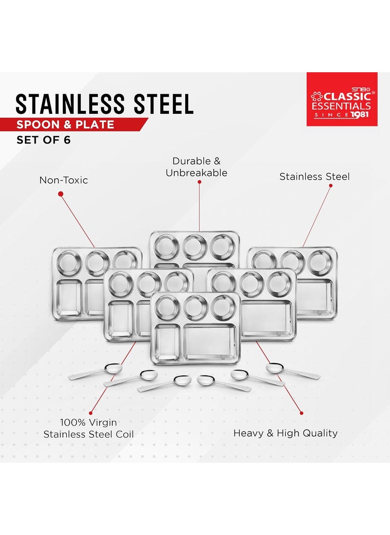 Classic Essentials CLASSIC ESSENTIALS Stainless Steel Compartment Plate Bhojan Thali, Lunch/Dinner Plate  - Image 2