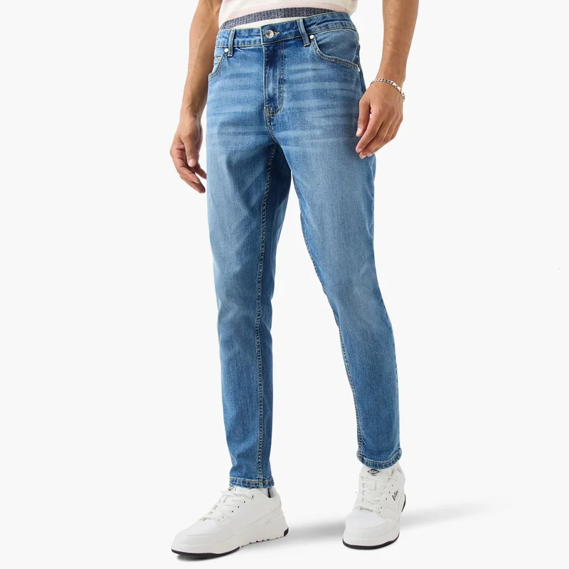 Lee Cooper Lee Cooper Skinny Fit Jeans with Button Closure and Pockets