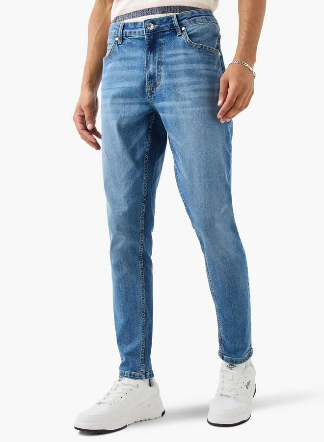 Lee Cooper Skinny Fit Jeans with Button Closure and Pockets
