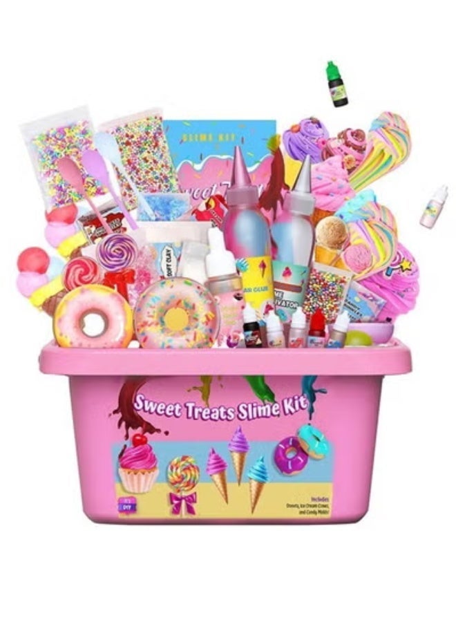 Gigglejoy DIY Slime Kit For Kids Non Sticky Soft & Scented To Make Cloud Slime Foam Slime Butter Slime Ice Cream Slime & Candy Slime With Charms Stress Relief Party Favors & Great Gift Idea - Image 1