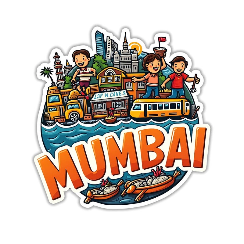 GIFTODAY Mumbai Theme Souvenir Wooden Fridge Magnet for Refrigerator Mumbai Printed Magnet for Office Kitchen and Home Decor Perfect Souvenir Gift Pack of 1 Size 3x3 Inch - Image 1