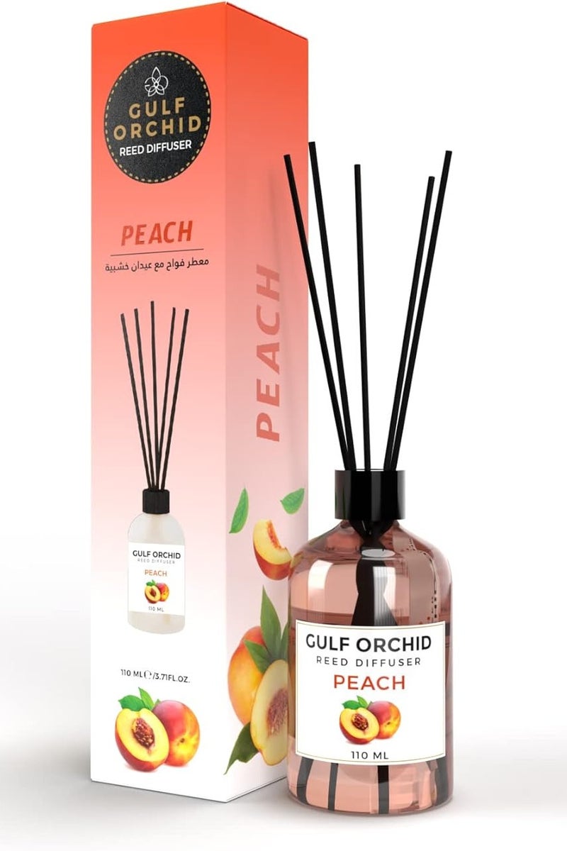 Gulf Orchid Peach Reed Diffuser Aromatherapy Air Freshener Fragrance - Perfect for Home, Livingroom, Bedroom, Toilet, Closet & Office - 110ml - Image 1