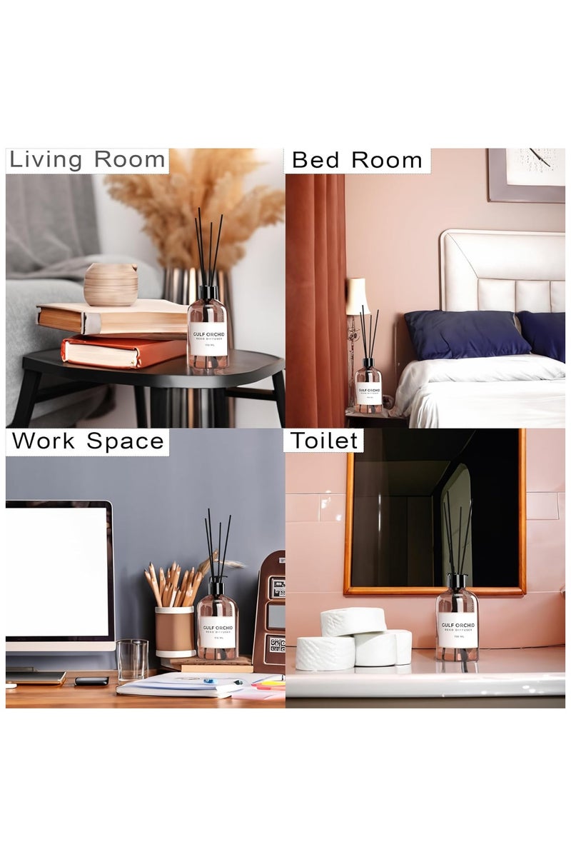 Gulf Orchid Peach Reed Diffuser Aromatherapy Air Freshener Fragrance - Perfect for Home, Livingroom, Bedroom, Toilet, Closet & Office - 110ml - Image 2