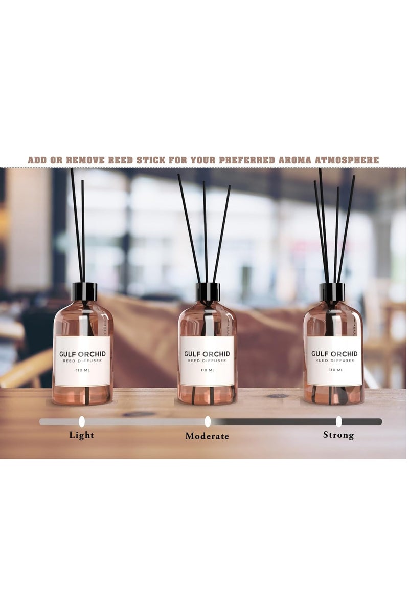 Gulf Orchid Peach Reed Diffuser Aromatherapy Air Freshener Fragrance - Perfect for Home, Livingroom, Bedroom, Toilet, Closet & Office - 110ml - Image 4