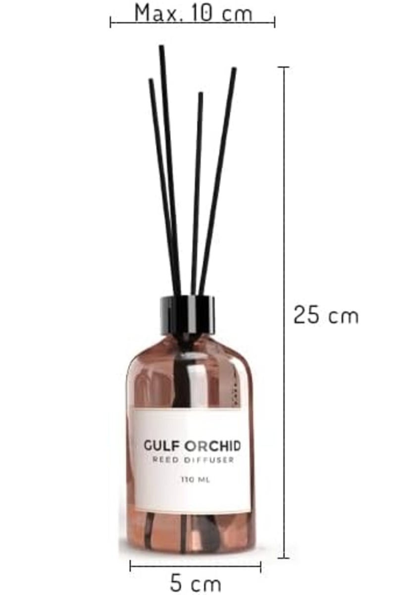 Gulf Orchid Peach Reed Diffuser Aromatherapy Air Freshener Fragrance - Perfect for Home, Livingroom, Bedroom, Toilet, Closet & Office - 110ml - Image 5