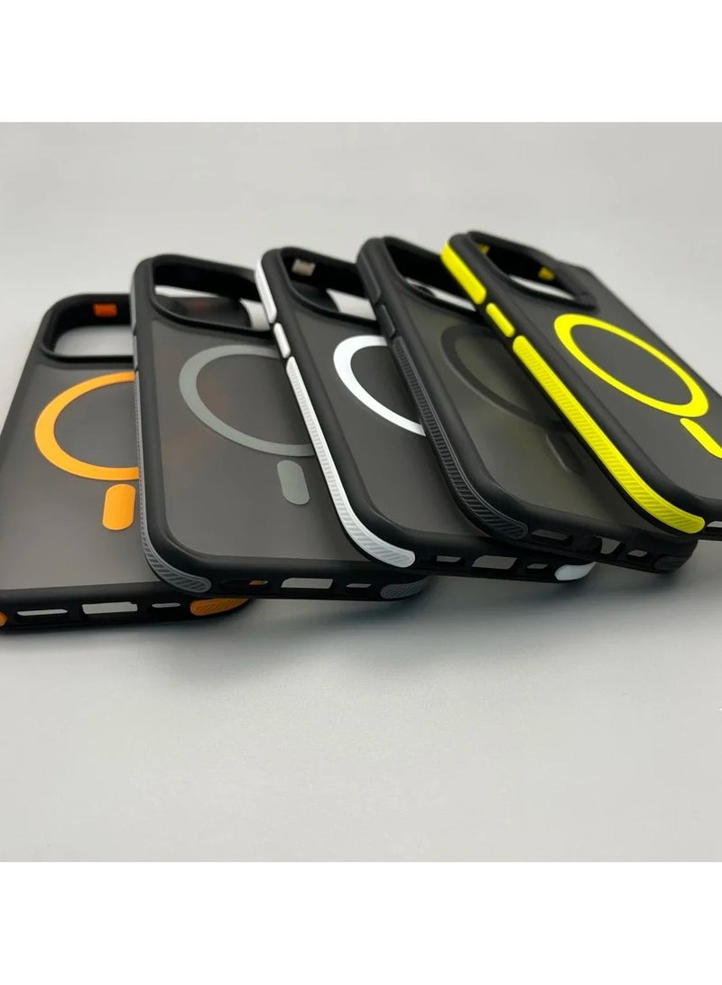 ارواق غطاء حماية مغناطيسي غير لامع شفاف مضاد للصدمات لأجهزة آيفون مع دعم الشحن اللاسلكي وحواف واقية - Image 3