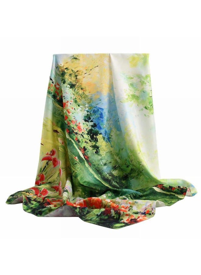 vimate Womens 100% Silk Scarf, 35 x 35 Inch Fashion Silk Head Scarfs For Women Hair Wrapping At Night - Image 1