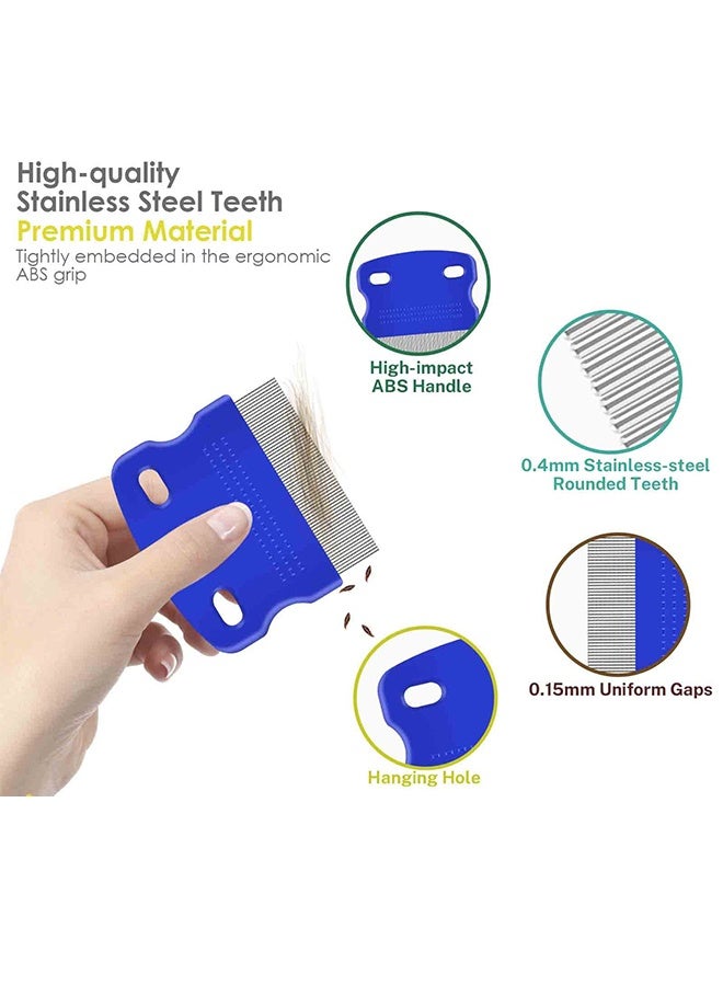 4 Pack Flea Lice Comb, Dog Cat Grooming Combs with Rounded Teeth, Double Sided Professional Pet Tear Stain Remover, Dematting Tool for Small, Medium & Large Pets Stainless Steel - Image 3