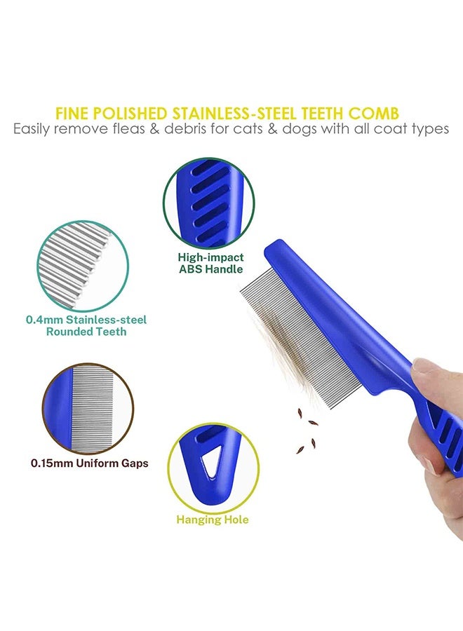 4 Pack Flea Lice Comb, Dog Cat Grooming Combs with Rounded Teeth, Double Sided Professional Pet Tear Stain Remover, Dematting Tool for Small, Medium & Large Pets Stainless Steel - Image 2
