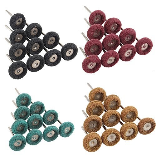 Futheda 40PCS 1" Stainless Steel Grit Finishing Abrasive Polishing Wheel Compound Buffing Wheels Set Pen Wire Brush Shank 25mm Compatible with Dremel Rotary Tool, 80, 150, 240, 300 (10PCS Each Grit) - Image 1
