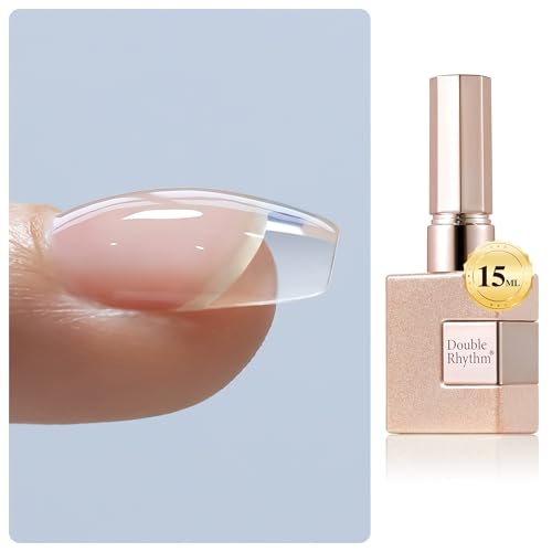 Double Rhythm 05Oz Nail Strengthener Rubber Gel Polish Gel Nail Polish in a Bottle for Nail Thickening Extension Hard Structure Glue Clear Builder8 in 11 - Image 1