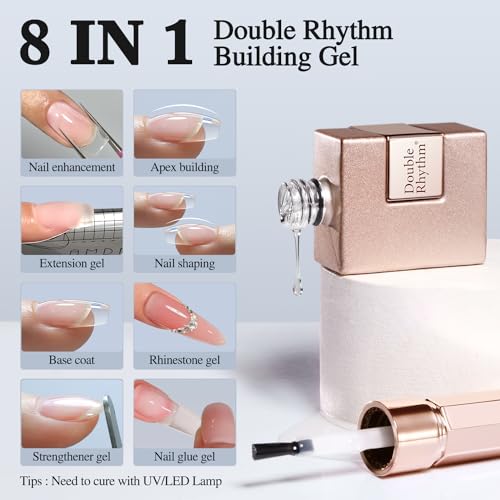 Double Rhythm 05Oz Nail Strengthener Rubber Gel Polish Gel Nail Polish in a Bottle for Nail Thickening Extension Hard Structure Glue Clear Builder8 in 11 - Image 3