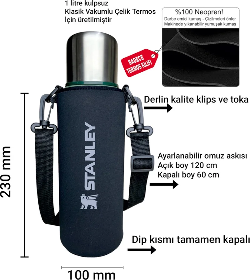 ستانلي Neoprene Thermos Case and Shoulder Strap - 1 Lt. Handleless Classic