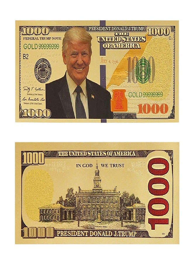 PartyYeah 1000 Dollar 2025 USA President Bill Banknote, One Thousand 24k Gold Coated USA President Legacy Limited Edition Million Dollar Bill Great Gift for Currency Collectors and Republican (50) - Image 4