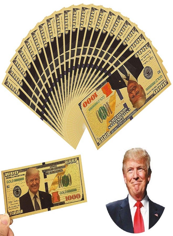 PartyYeah 1000 Dollar 2025 USA President Bill Banknote, One Thousand 24k Gold Coated USA President Legacy Limited Edition Million Dollar Bill Great Gift for Currency Collectors and Republican (50) - Image 3
