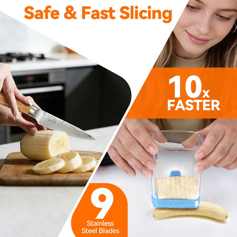 GENGCANG Fruit Slicer Cup for Strawberry, Banana, Hard-Boiled Egg - Detachable Cutter with Push Plate - Rapid & Safe Slicing Kitchen Gadget for Quick Meal Prep (Blue) - Image 3