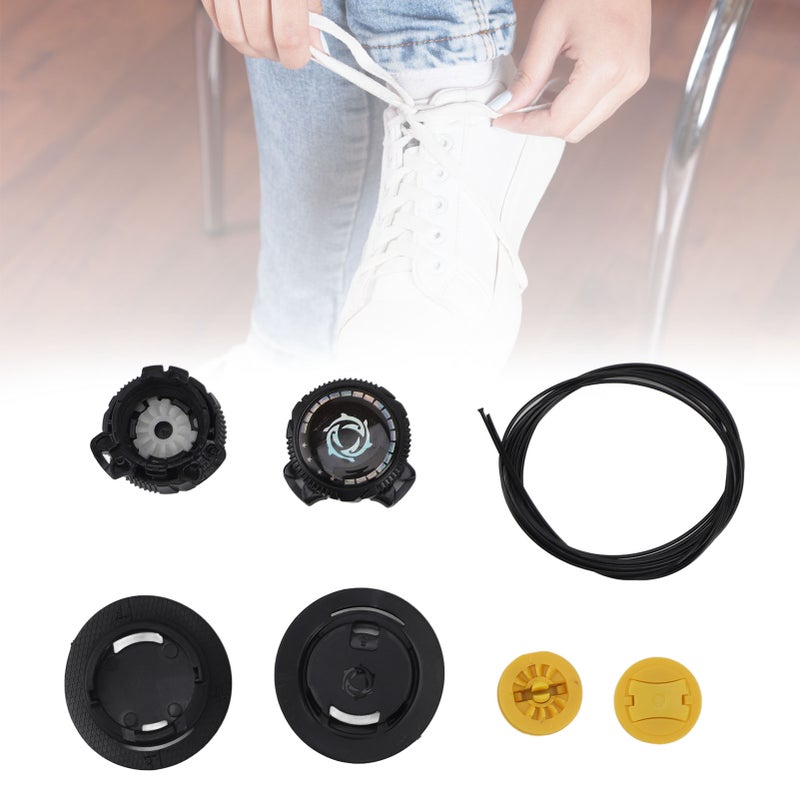 4 Sets Rotating Buckle Shoes Laces Steel Wire Elastic No Tie Shoelaces Black S Size - Image 3