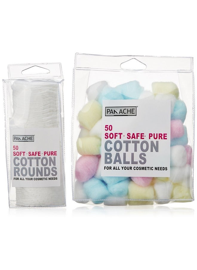 Panache Everyday Cotton Essentials (Cotton Balls And Cotton Rounds 50 Pieces Each)  - Image 1