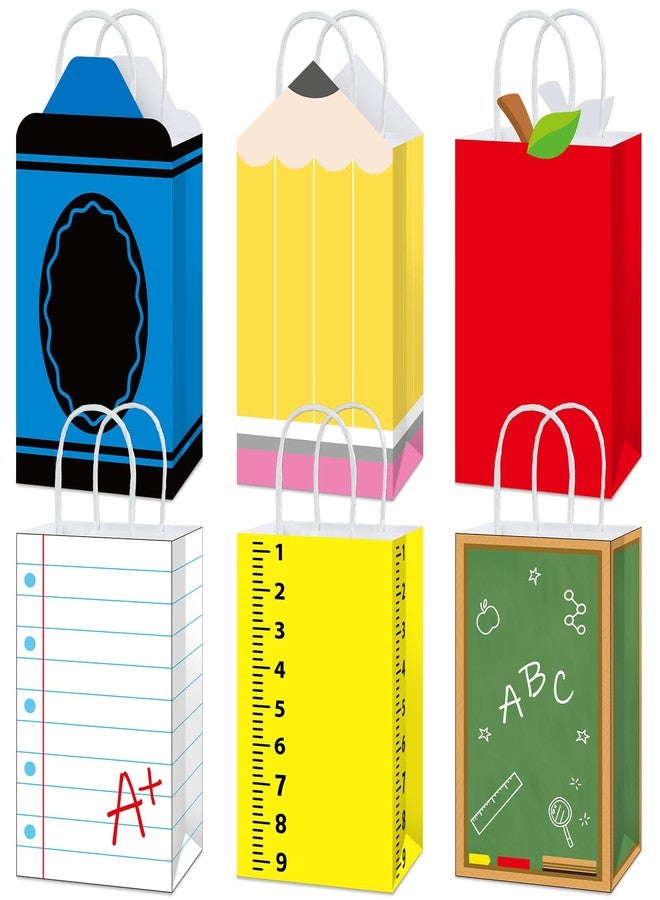 ojustbeok 24Pcs Back to School Gift Bags First Day of School Paper Treat Bags with Handle Pencil Crayon Apple Notebook Candy Goodie Bag for Student Teacher Appreciation Gifts Classroom Party Favors Supplies - Image 1