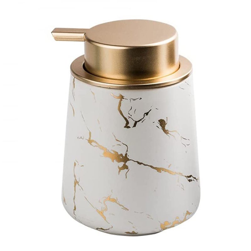 Hand Soap Dispenser Marble Dish Soap Dispenser Countertop Hand Lotion Pump Bottles Ceramic Lotion Container Refillable Liquid Hand Soap Jar Shower Dispenser for Bathroom Kitchen Marble Matte White