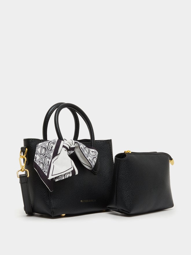 Styli Styli Printed Scarf Detail Shoulder Bag with Pouch  - Image 1