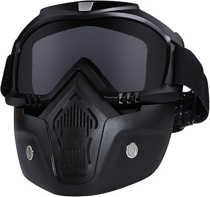 EYUVAA LABEL Motorcycle Goggle Mask, Anti-Scratch UV Protective Helmet Face Mask, Detachable Mouth Filter, Adjustable Strap for Cycling, Dirt Biking, Off-Road Racing (Black) (Pack of 1) - Image 1