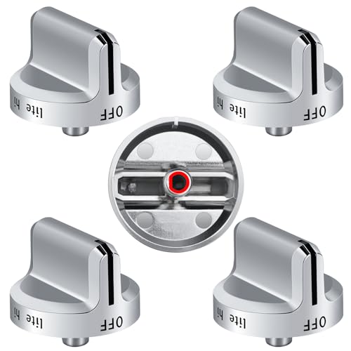 TURNEGOO Upgrade 5304502763 Stove Knobs Replacements, Reinforced Stainless Steel Protection Ring, Only Compatible with Frigidaire Gas Range/Oven/Stove Knobs (5 Pieces) - Image 1