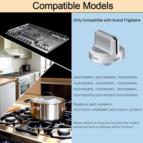TURNEGOO Upgrade 5304502763 Stove Knobs Replacements, Reinforced Stainless Steel Protection Ring, Only Compatible with Frigidaire Gas Range/Oven/Stove Knobs (5 Pieces) - Image 5